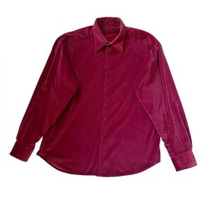 Robert Graham Button Front Long Sleeve Collector's Piece Red Embroidered  Sz 2XL